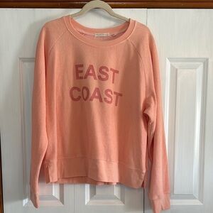 Peach Crewneck Sweater with EAST COAST Print and Relaxed Fit
